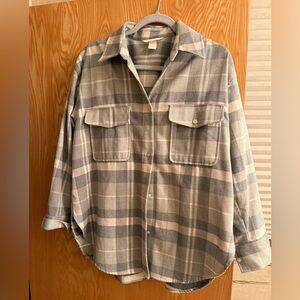 H&M Gray Plaid Button Down Shirt